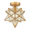 Modern Brass Moravian Star Ceiling Light with Clear Glass 12 Inches